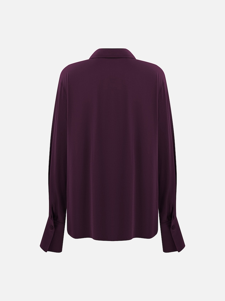 Satin shirt with concealed buttons