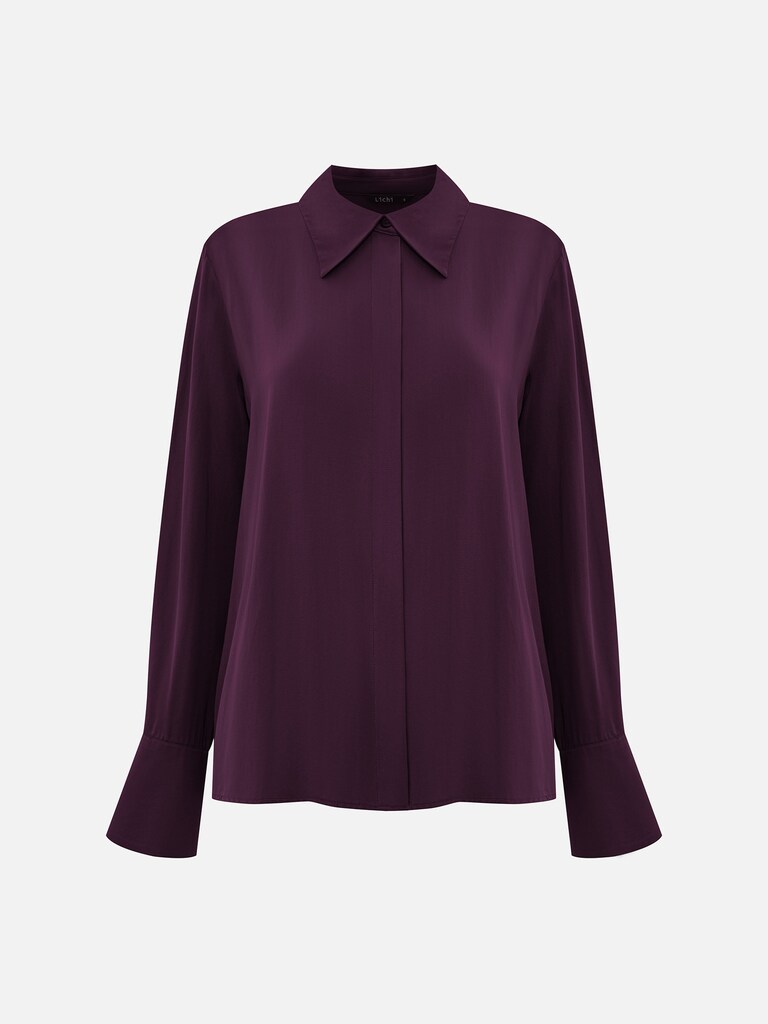 Satin shirt with concealed buttons