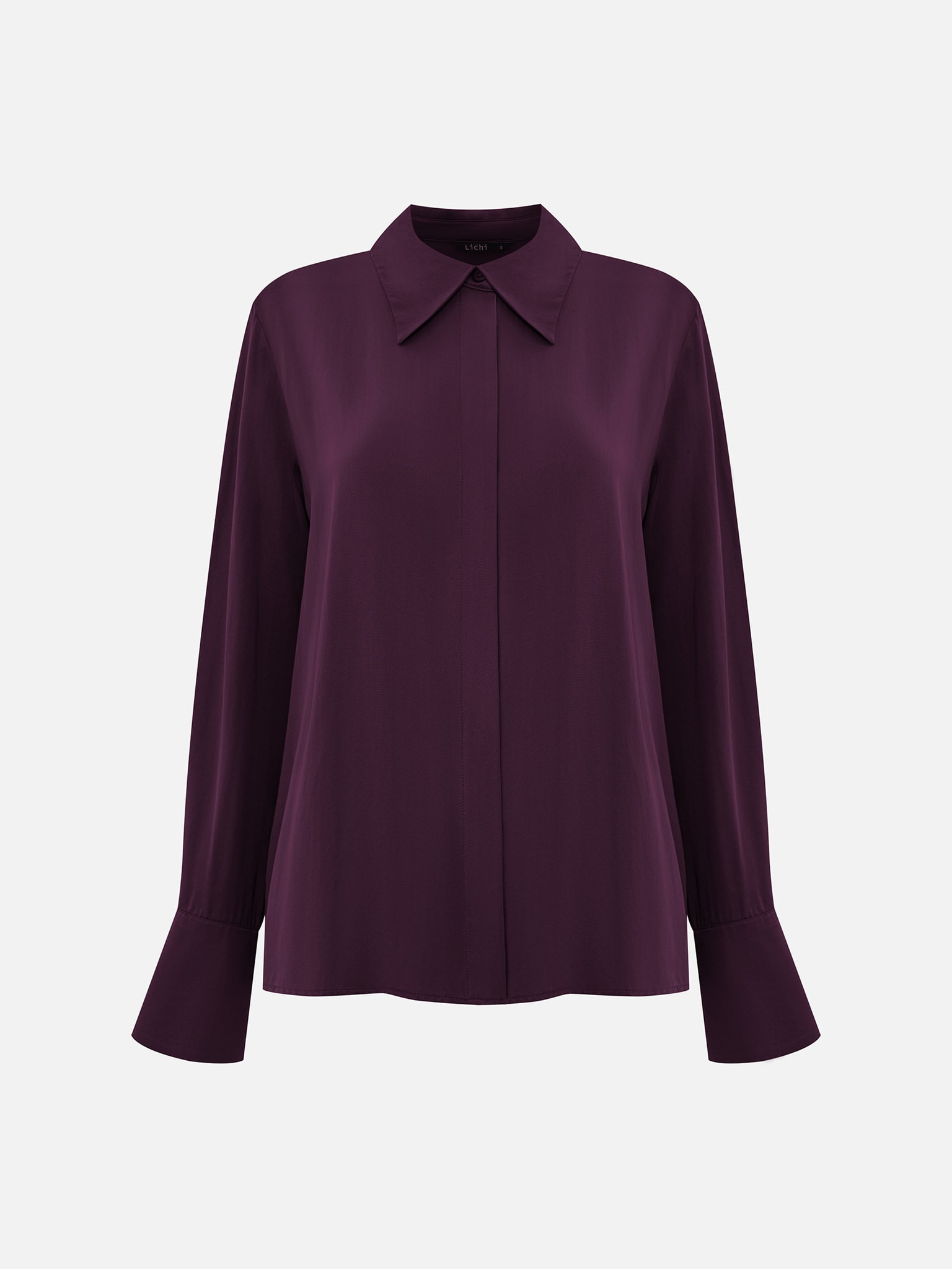 Satin shirt with concealed buttons