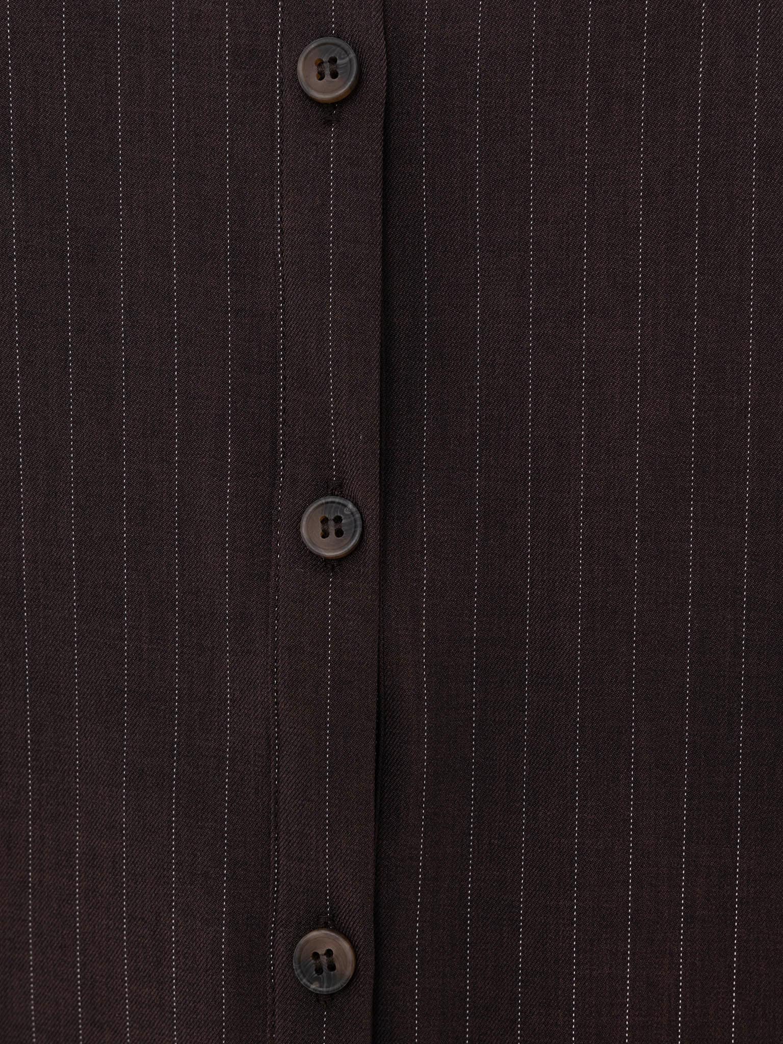 Pinstripe shirt with stand-up collar