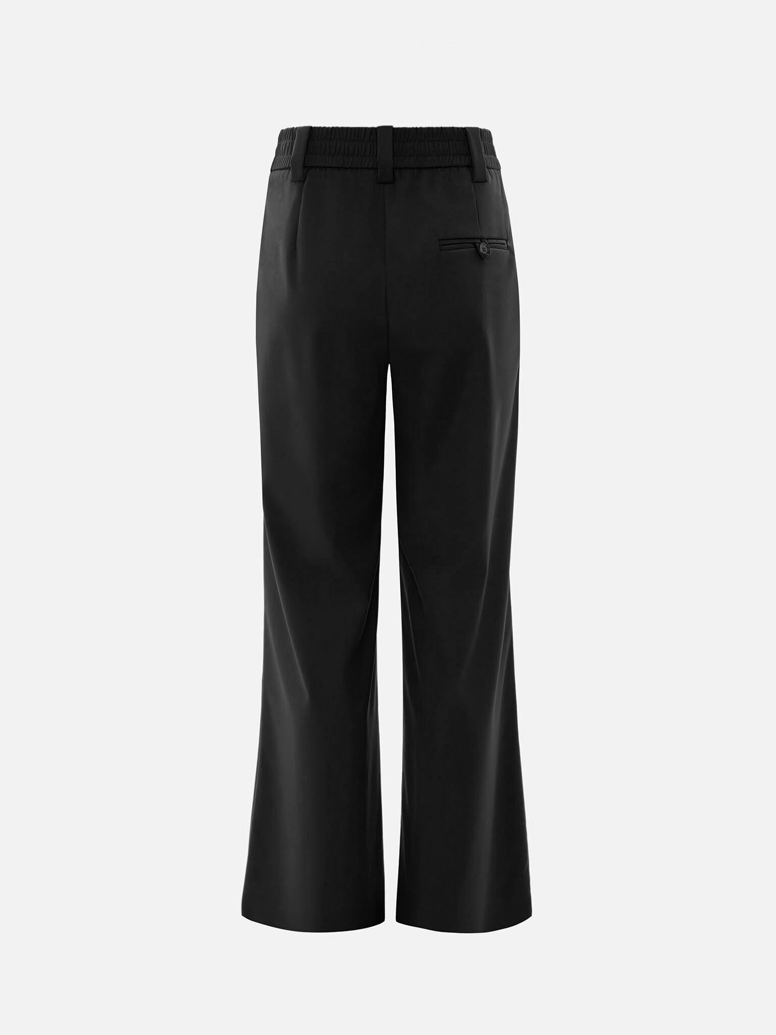 Rozkloszowane spodnie garniturowe z zakładkami w talii