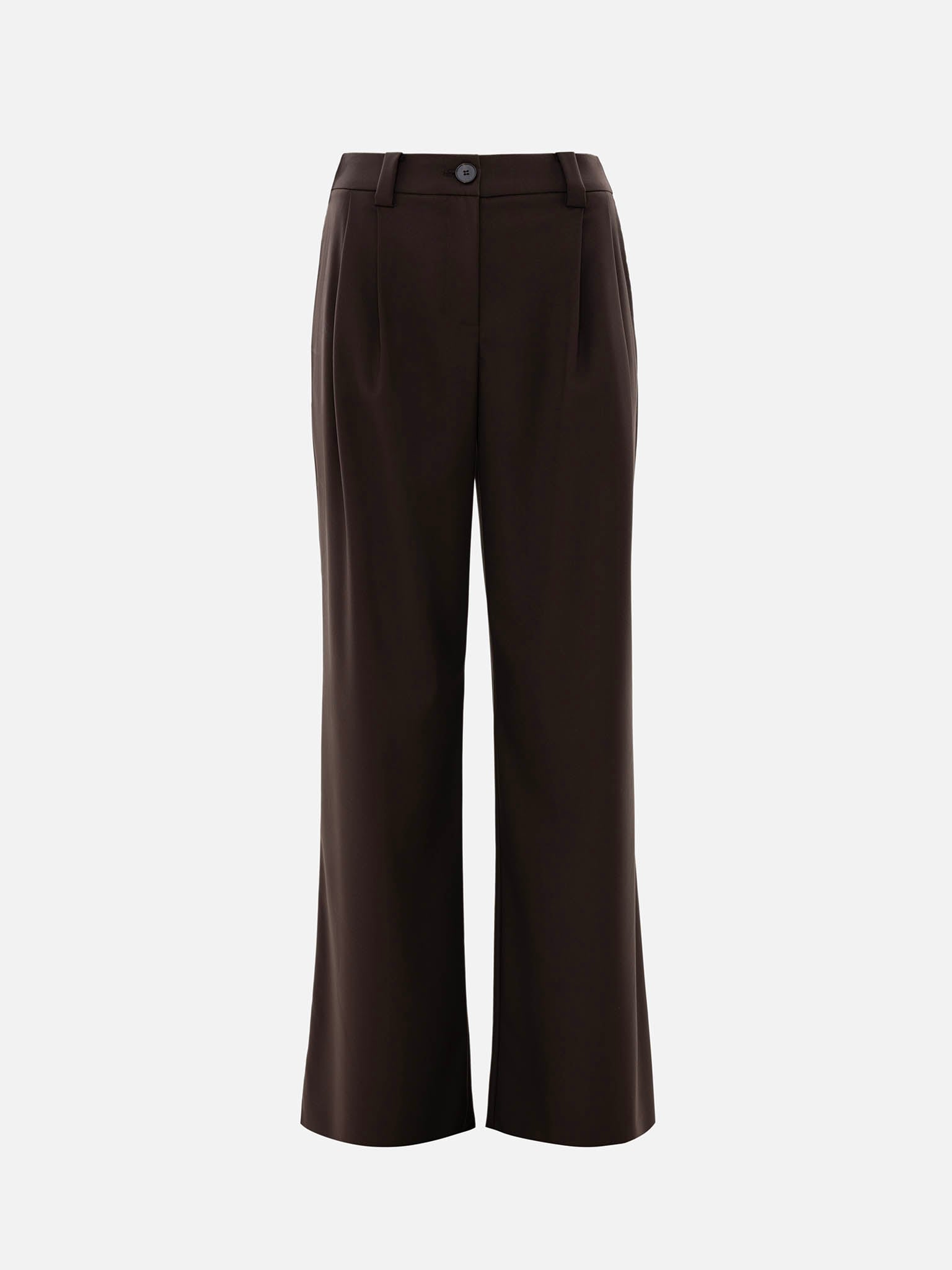 Rozkloszowane spodnie garniturowe z zakładkami w talii