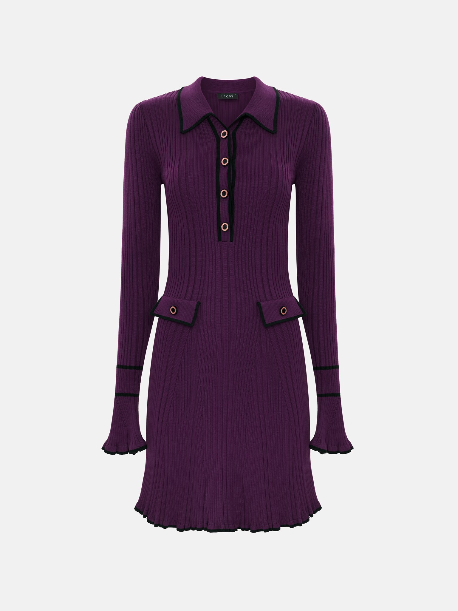 Mini rib-knit jersey dress