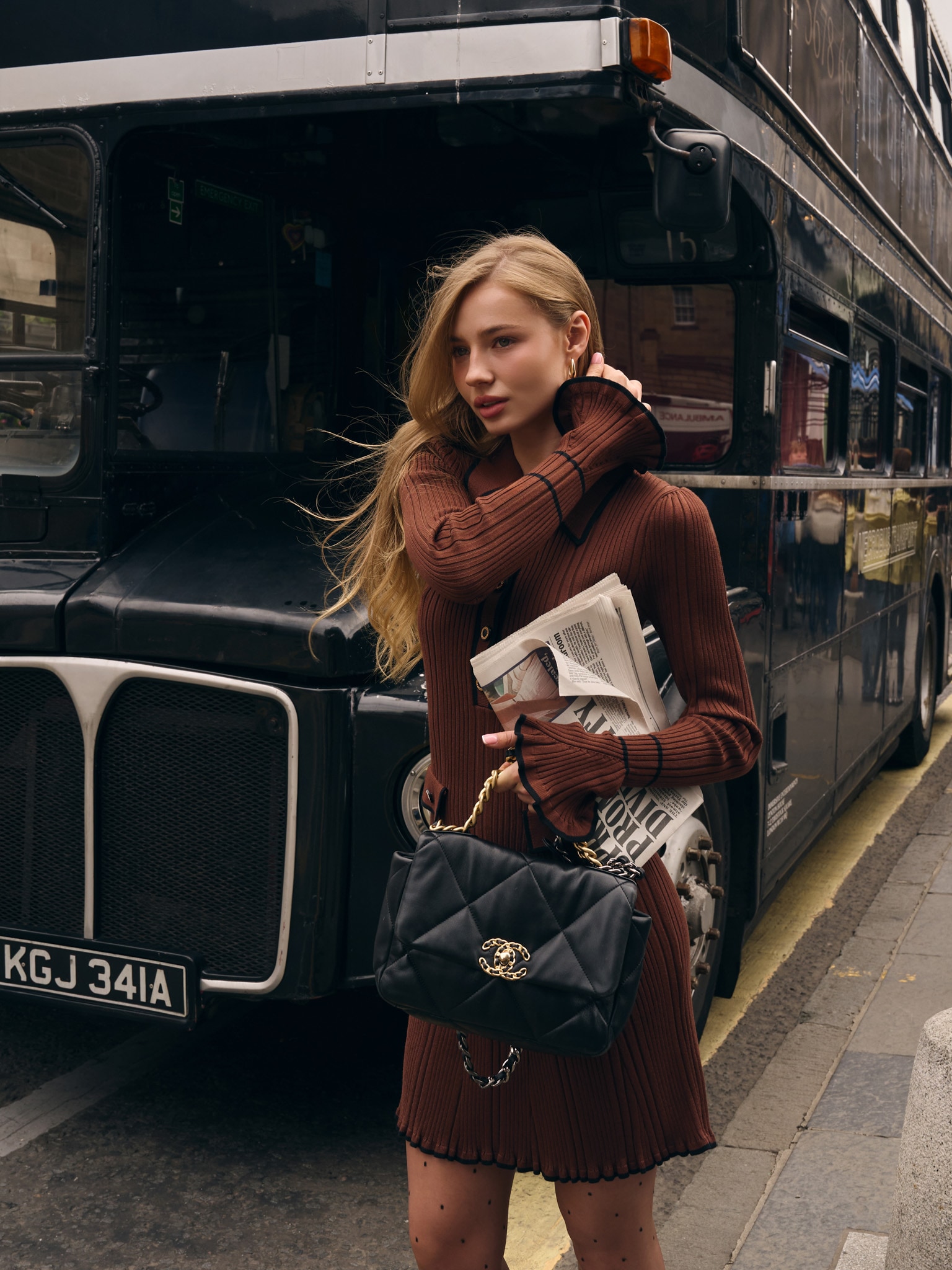 Mini rib-knit jersey dress