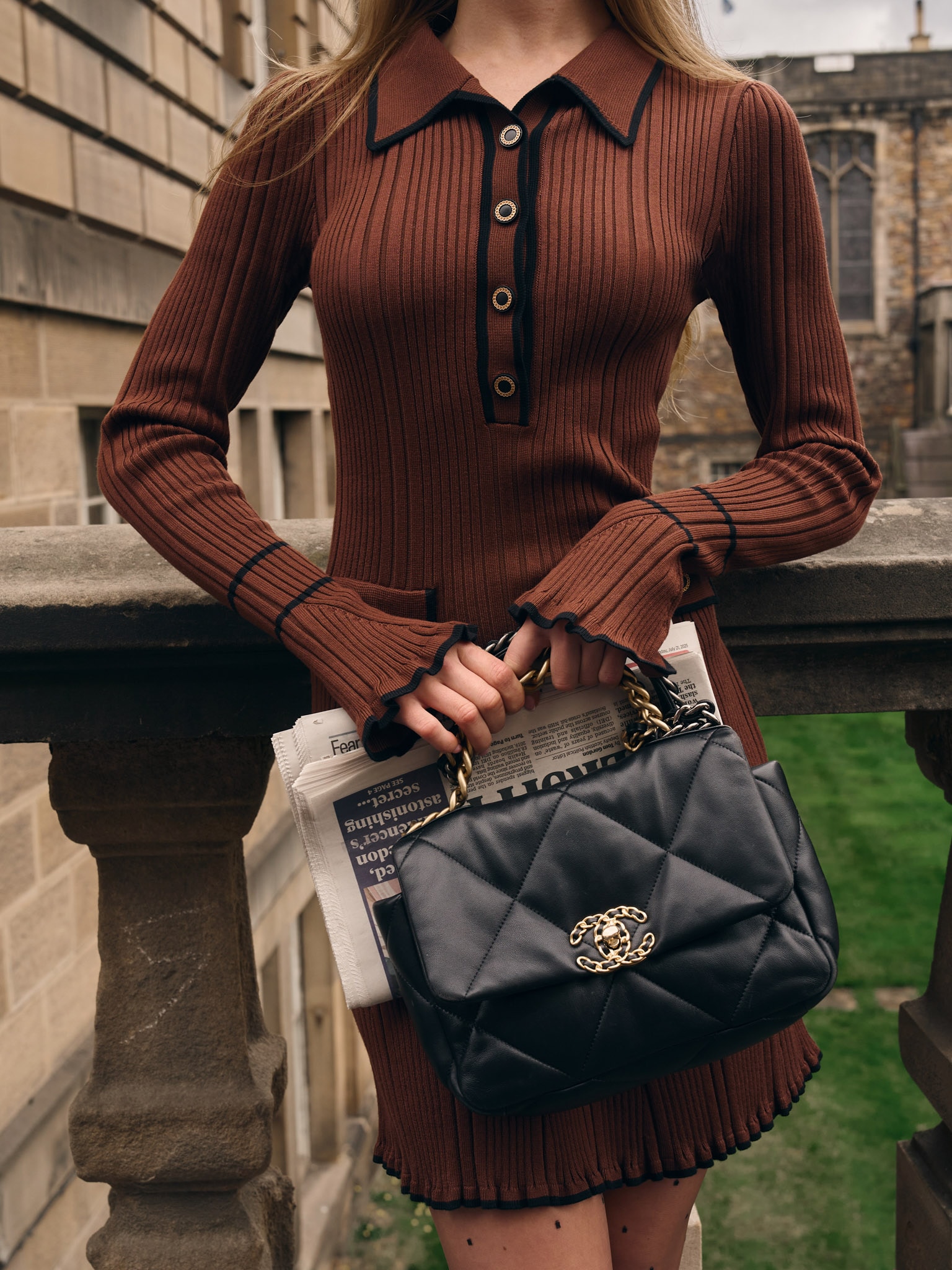 Mini rib-knit jersey dress