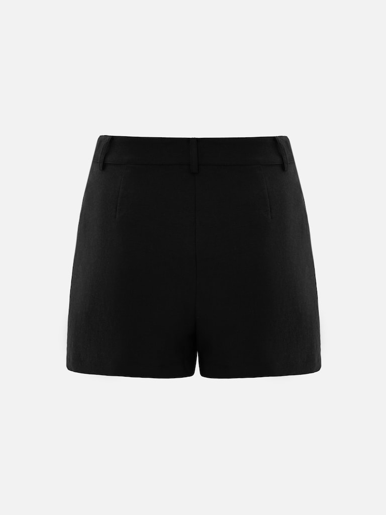 Mini mid-rise linen shorts