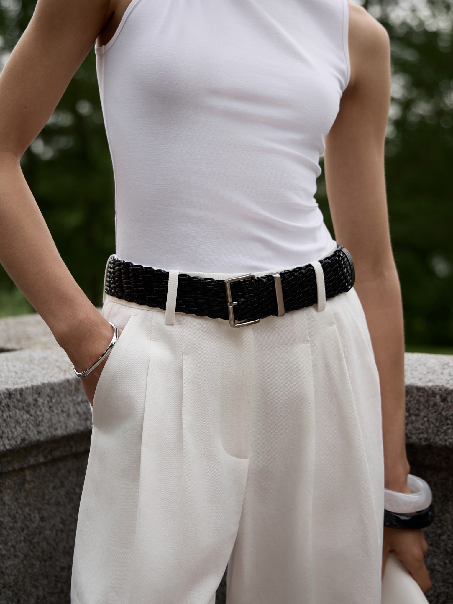 Wide braided leather belt :: LICHI Online fashion store