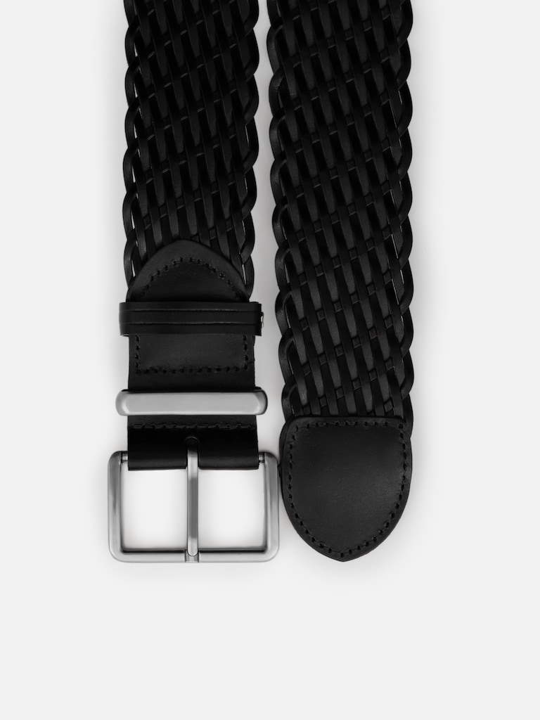 Wide braided leather belt