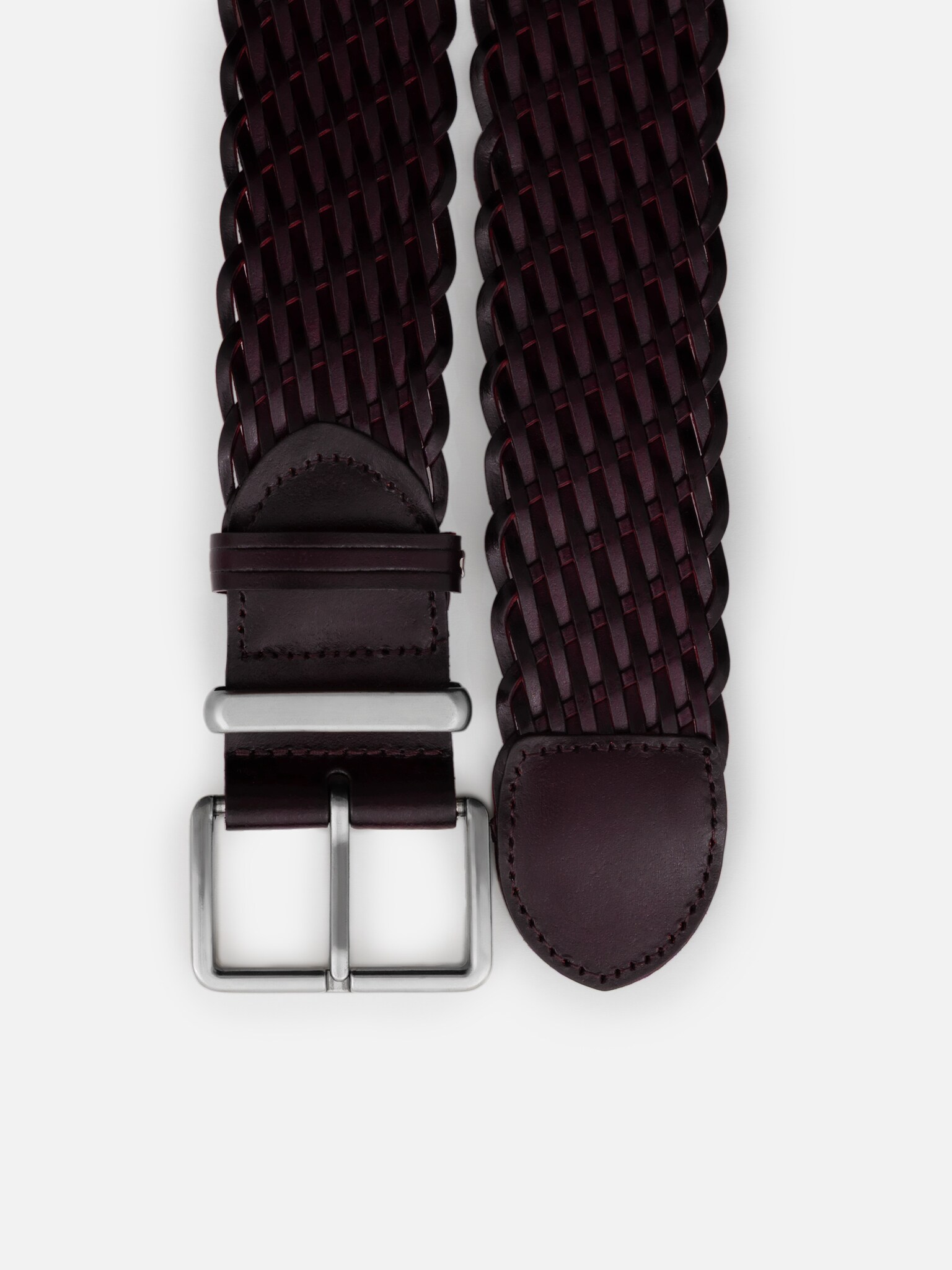 Wide braided leather belt