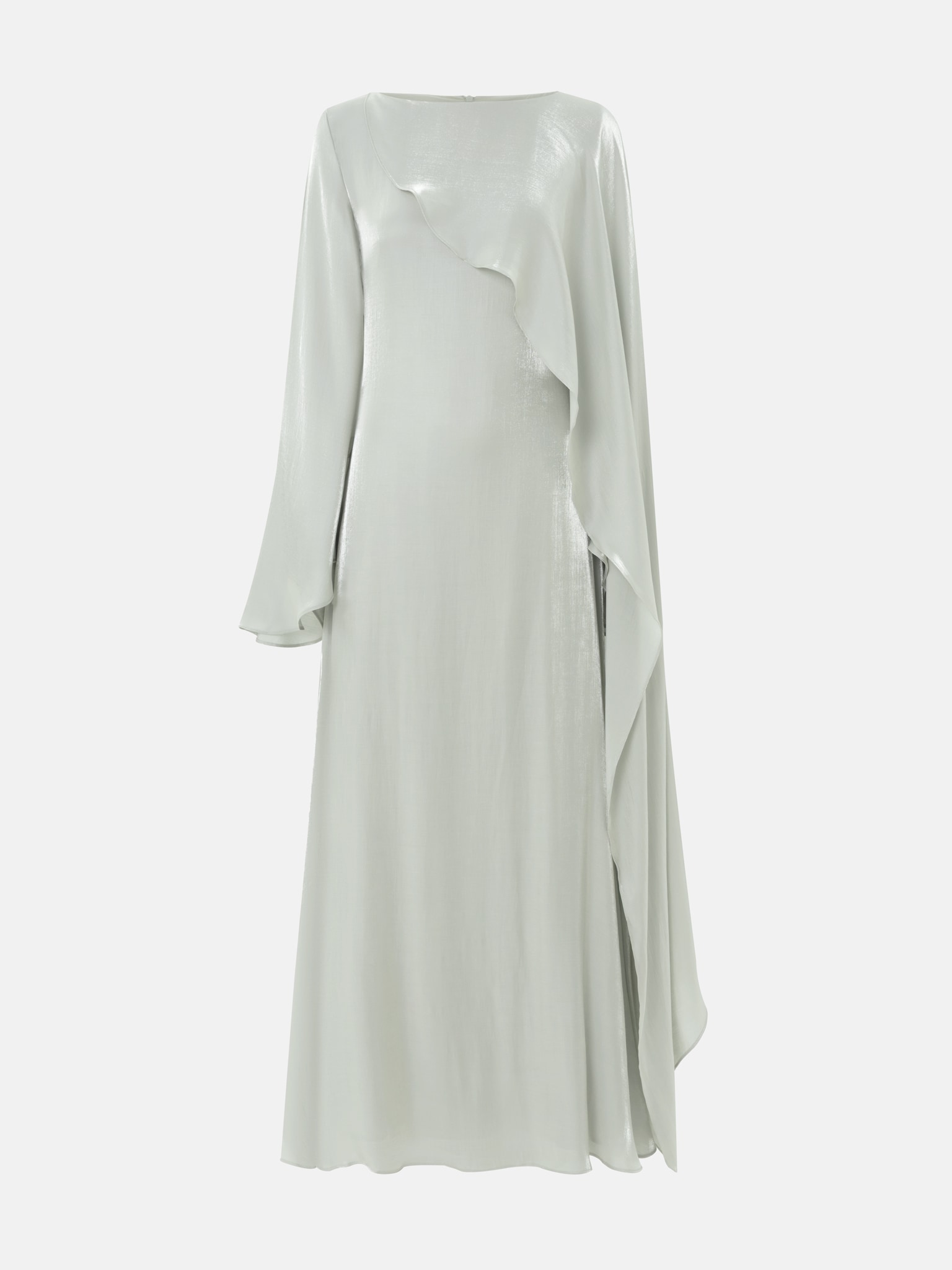 Textured maxi dress with one shoulder cape