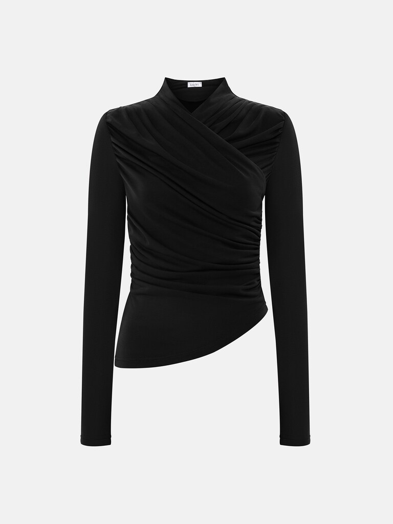 Langarmshirt aus Jersey mit drapierten Schultern