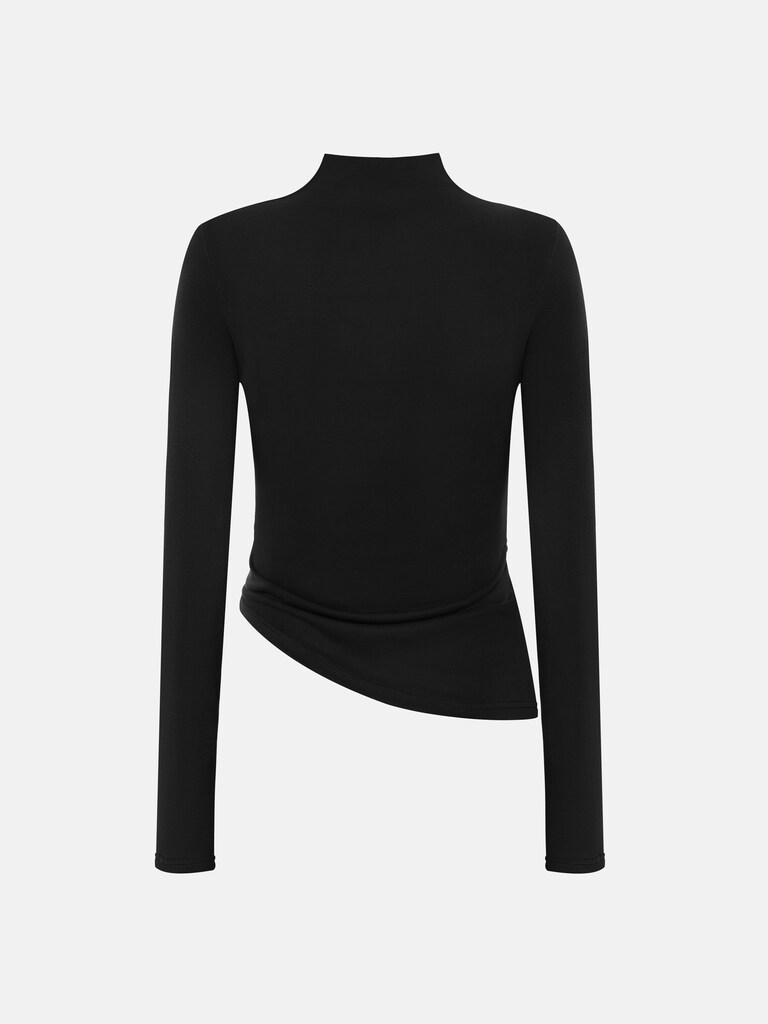 Langarmshirt aus Jersey mit drapierten Schultern