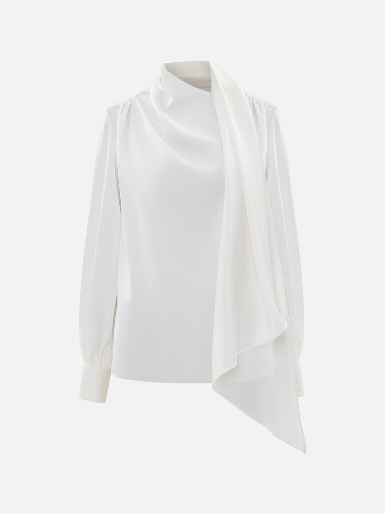 Blouse with decorative scarf in flowing fabric 