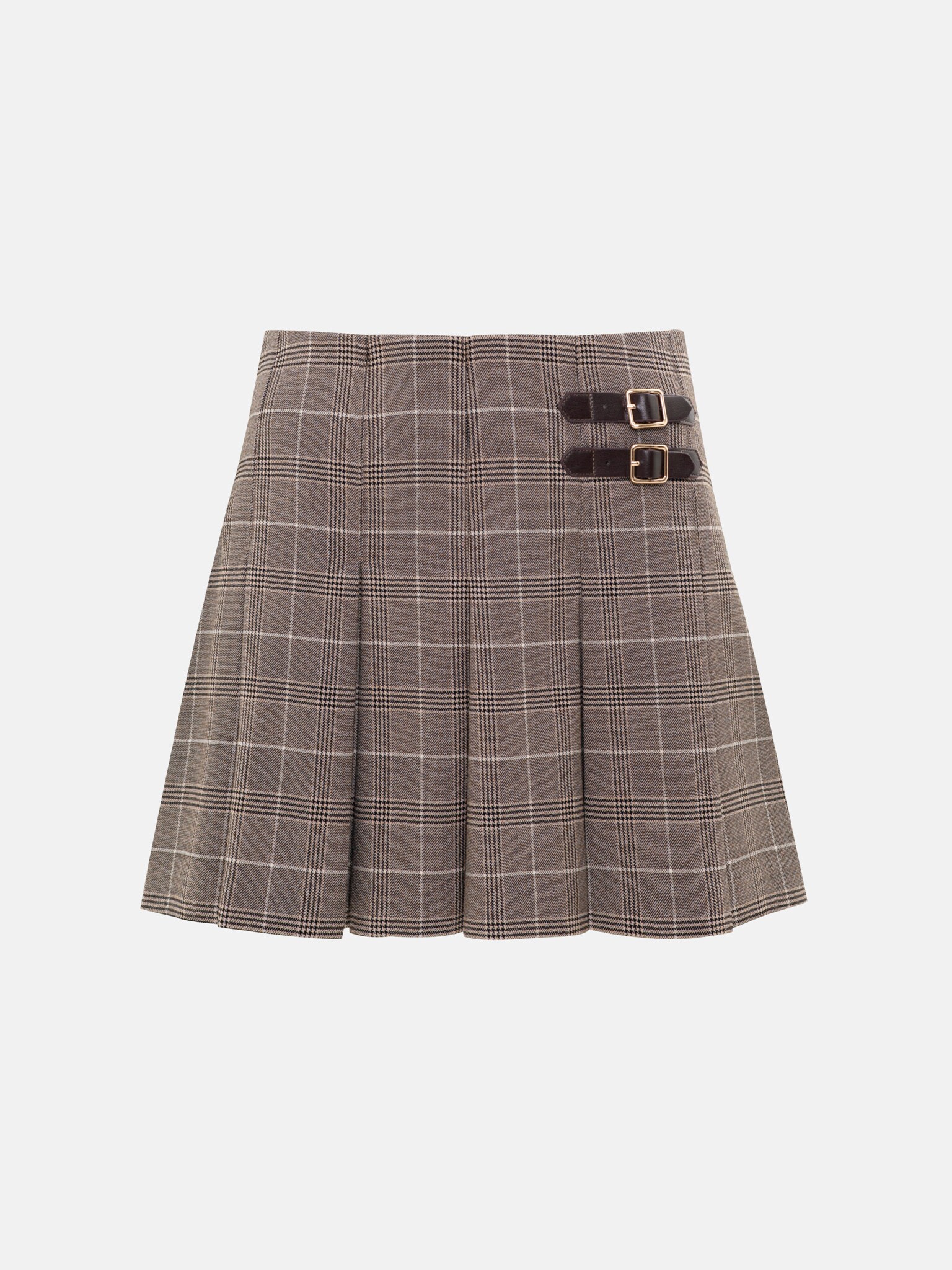 Mini pleated skirt with decorative straps