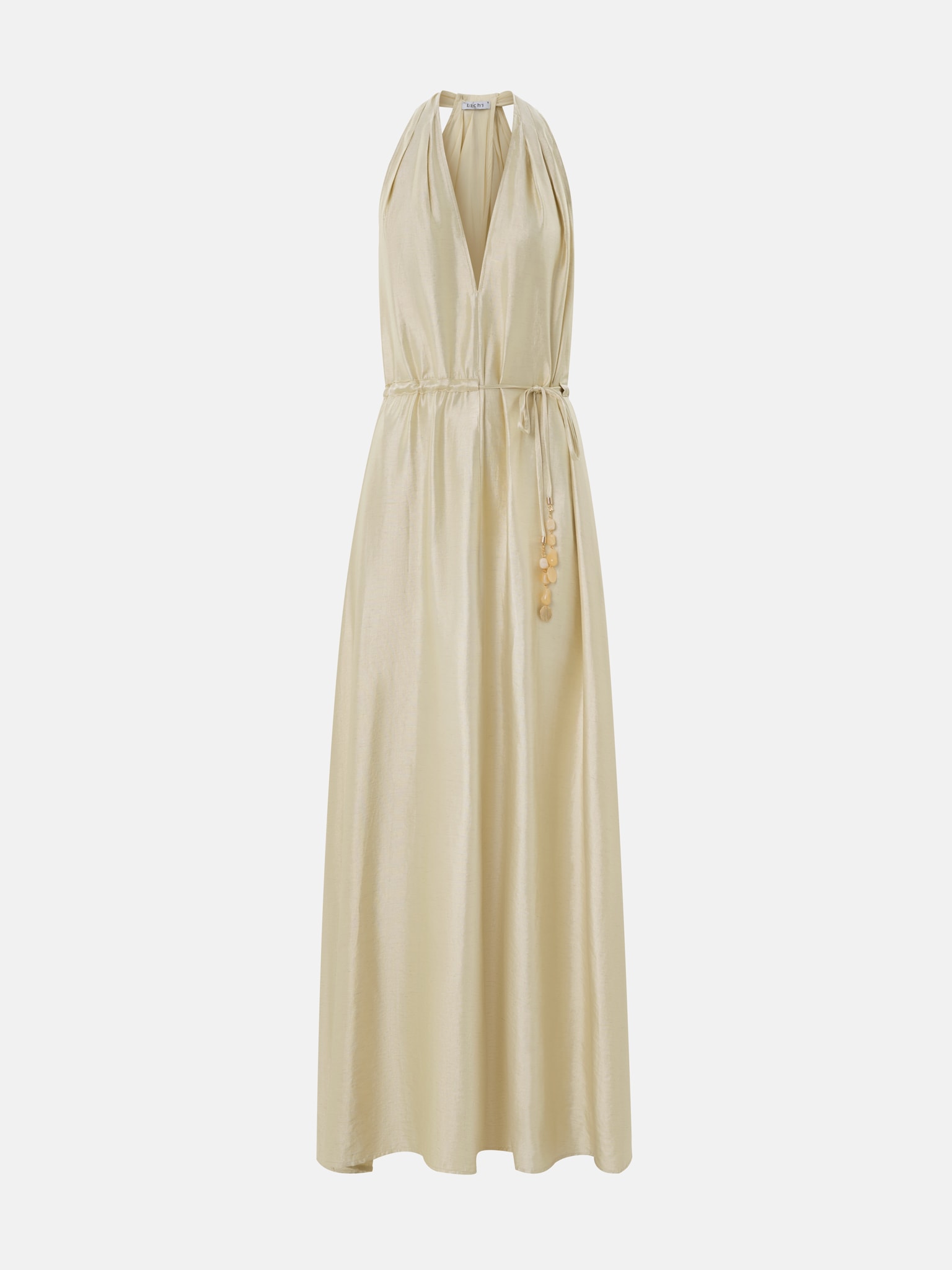 Maxi dress with draped back and waist ties