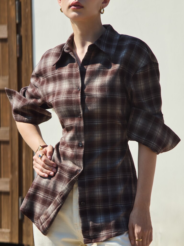 Flared checked shirt