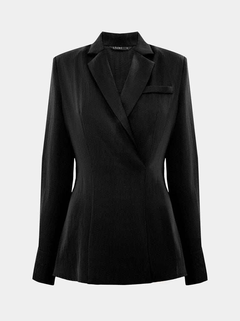 Fitted blouse with wrap imitation 