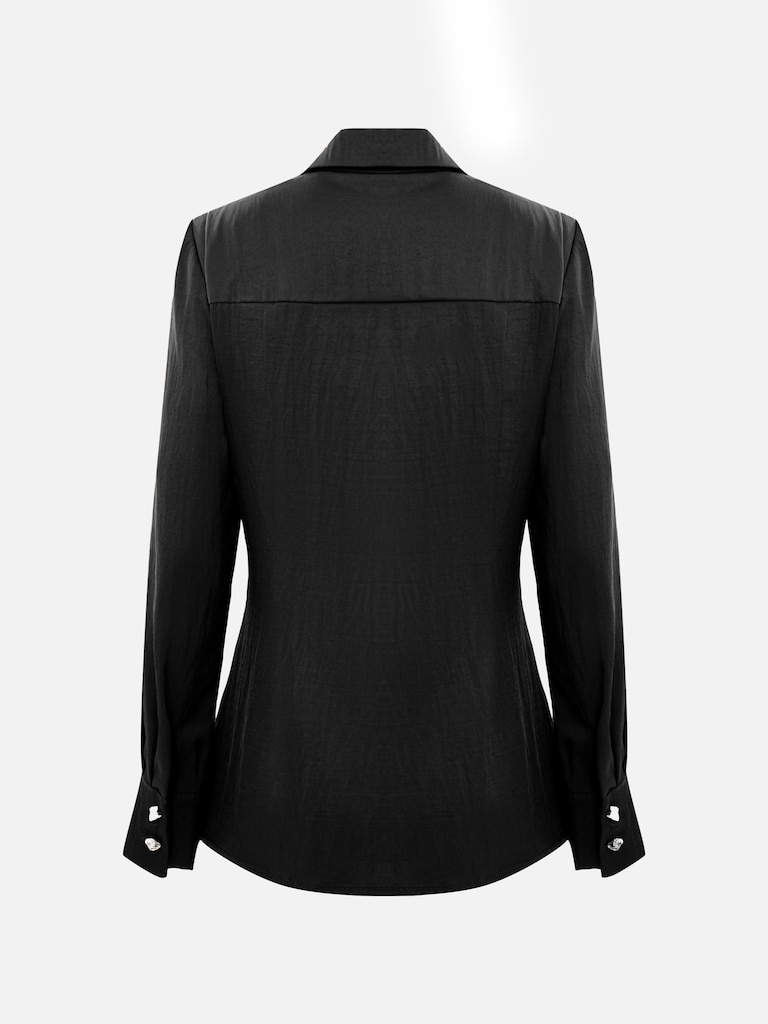 Fitted blouse with wrap imitation