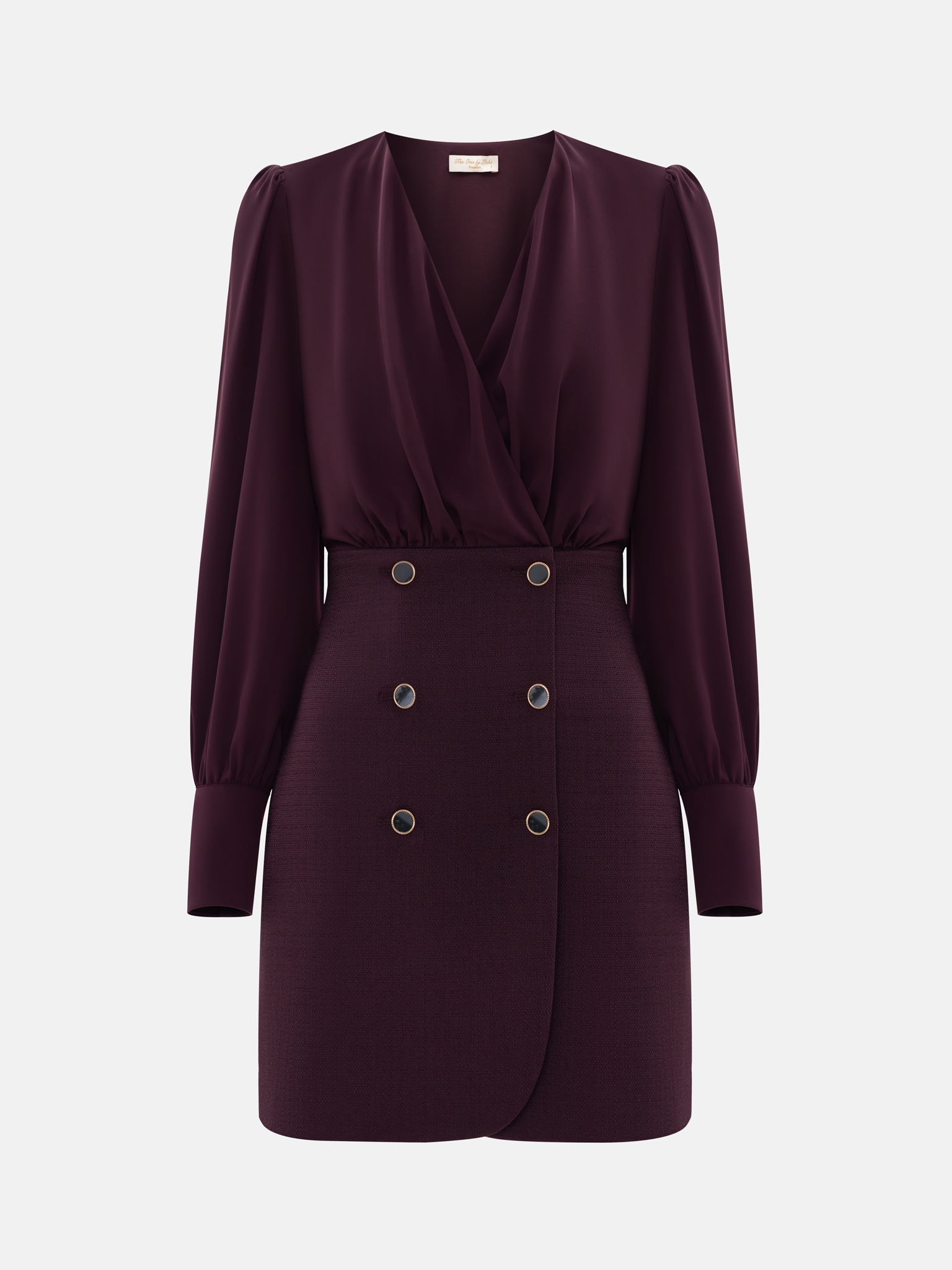 Mini combo dress with wrap bodice