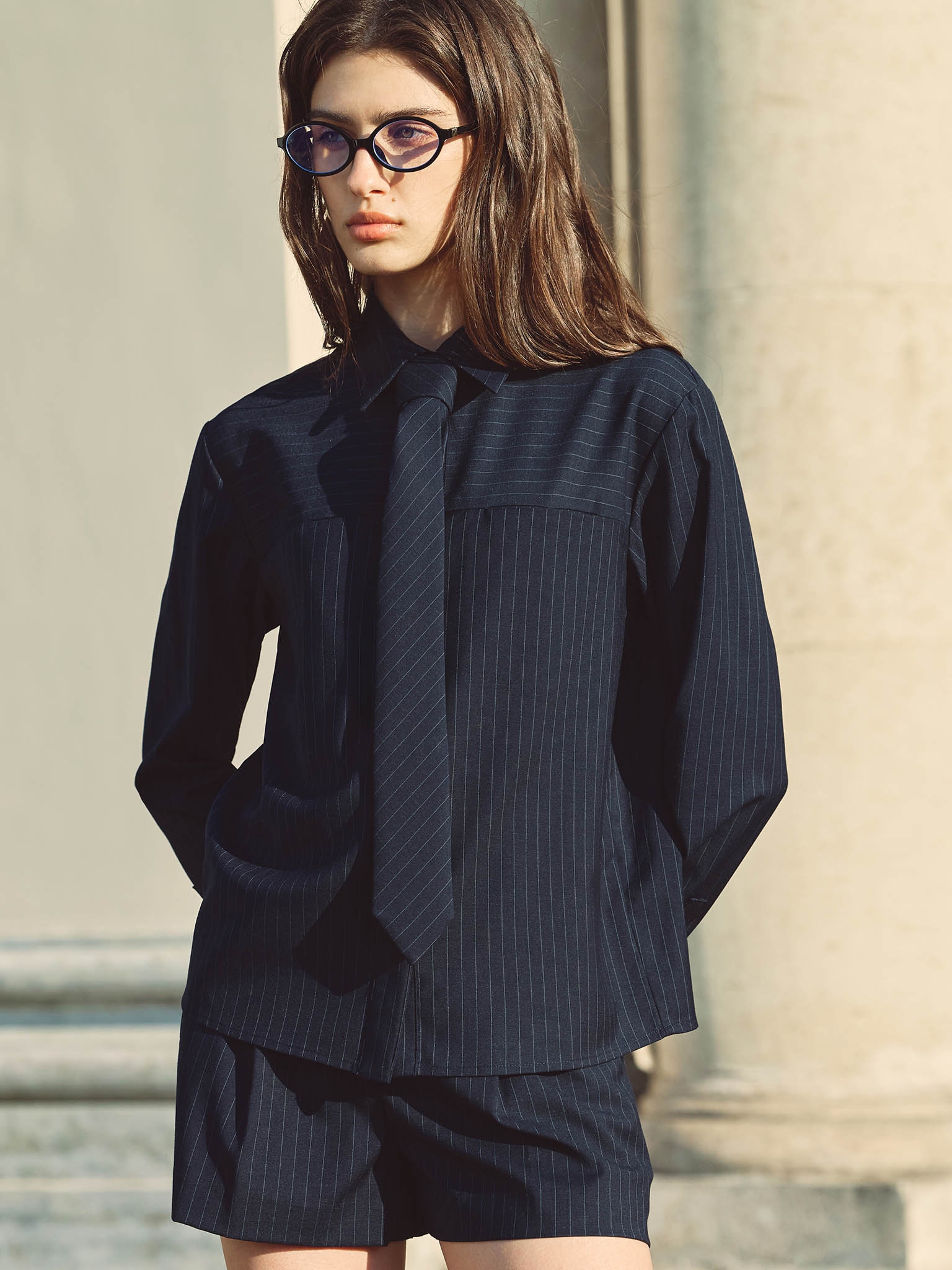 Straight-cut shirt in fine pinstripes