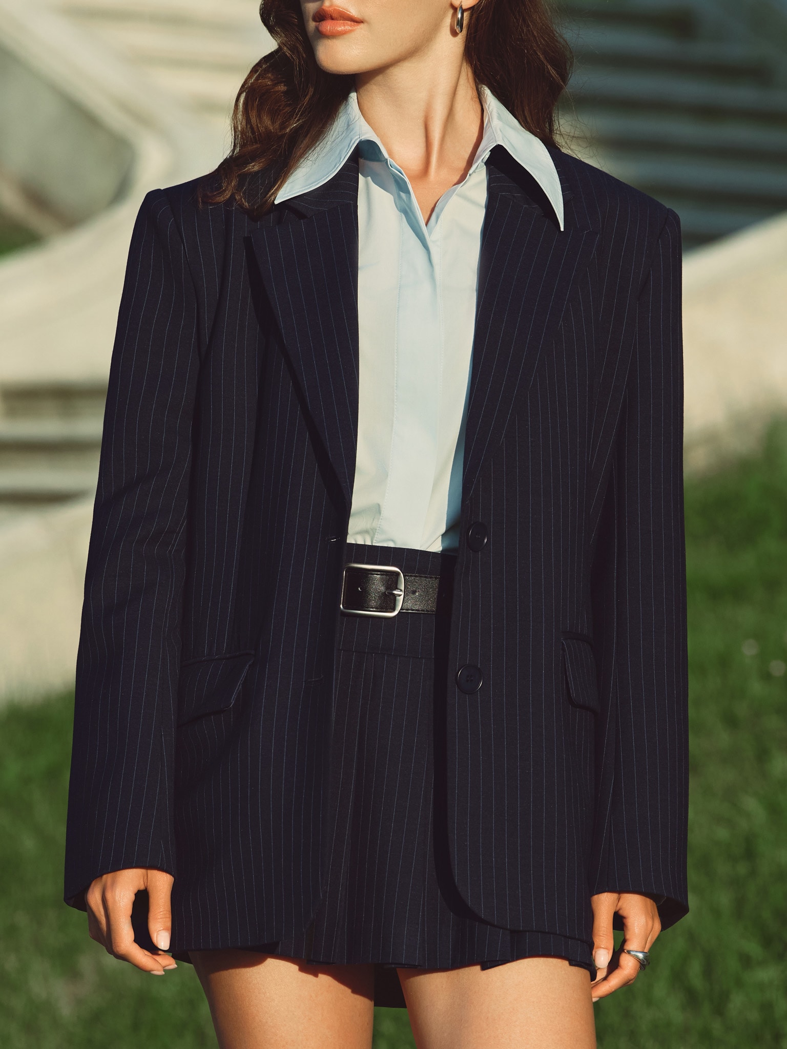 Single-breasted pinstripe jacket