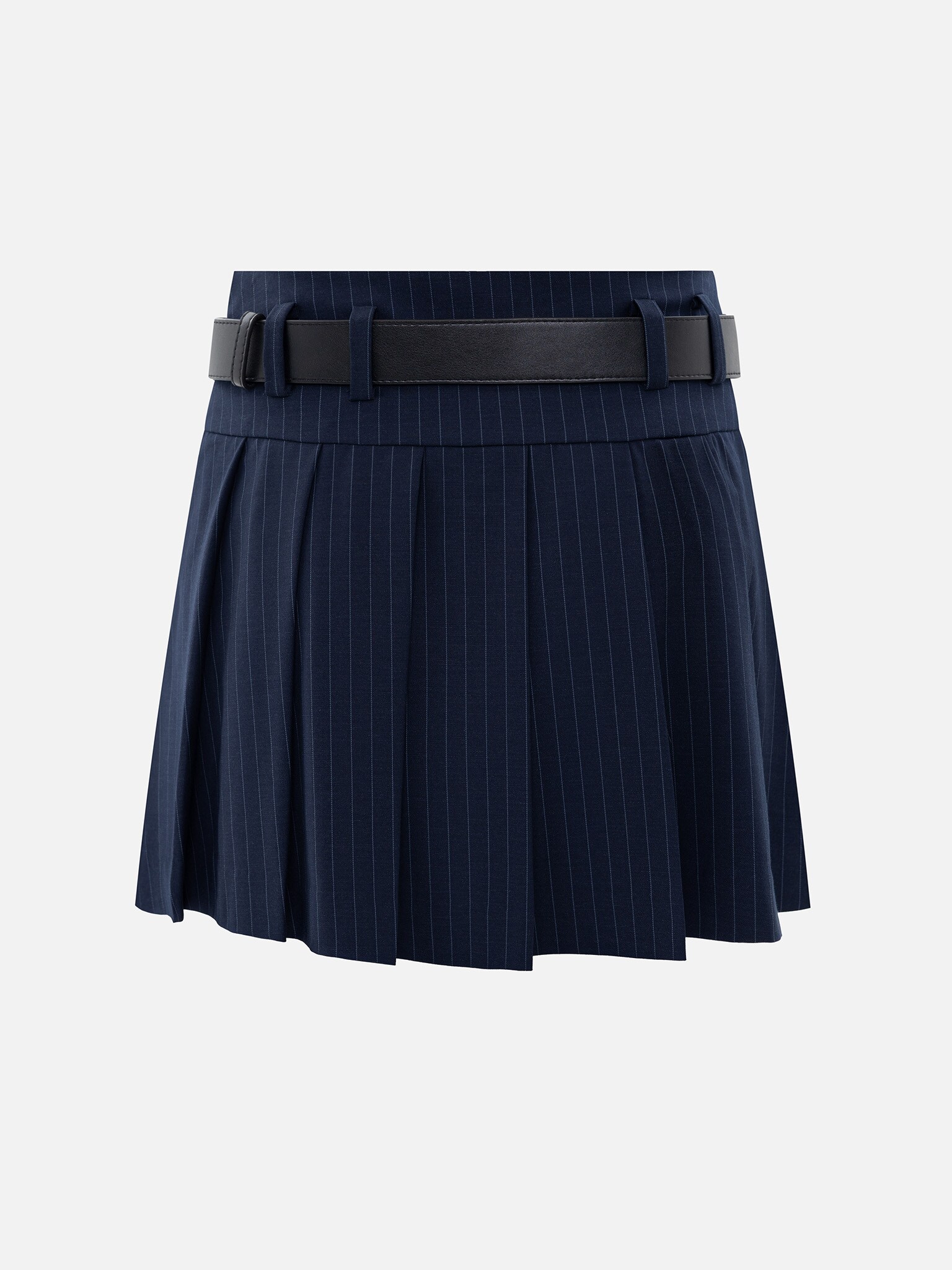 Pinstripe pleated mini skirt