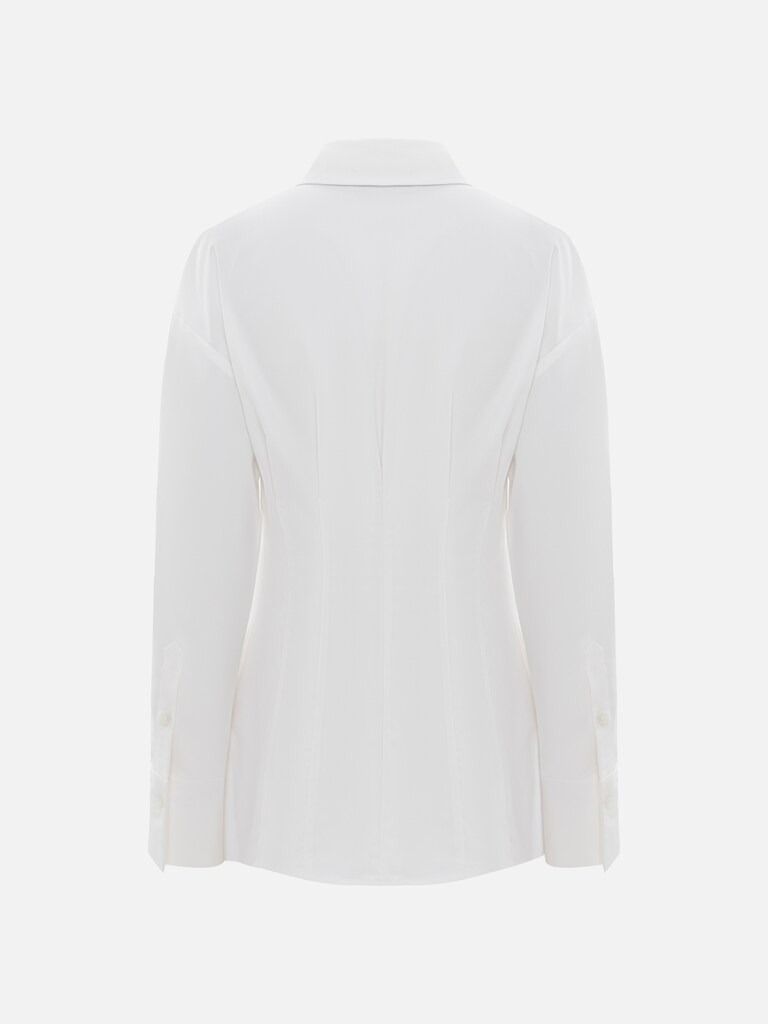 Приталенная рубашка с объемными рукавами