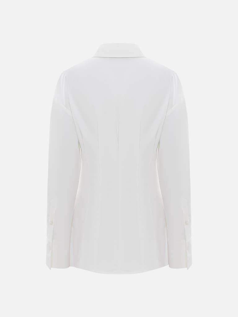Приталенная рубашка с объемными рукавами