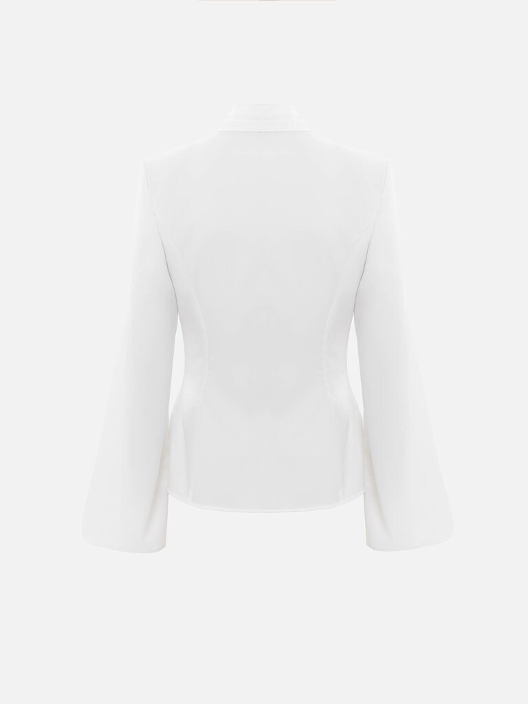 Flared blouse with waist ribbons