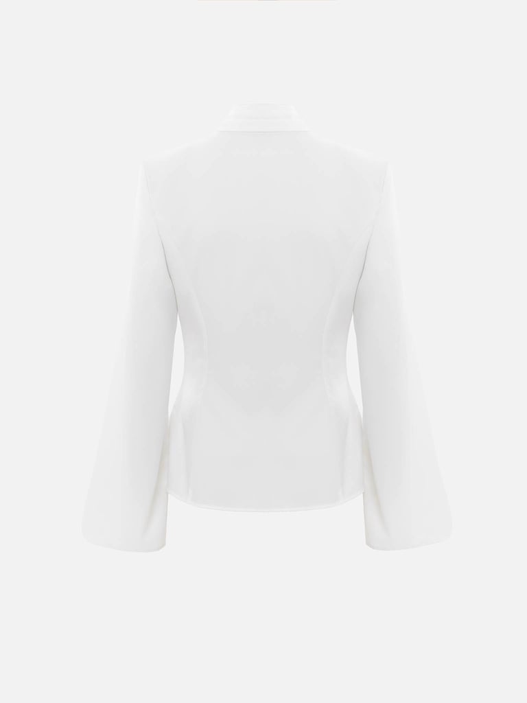 Flared blouse with waist ribbons