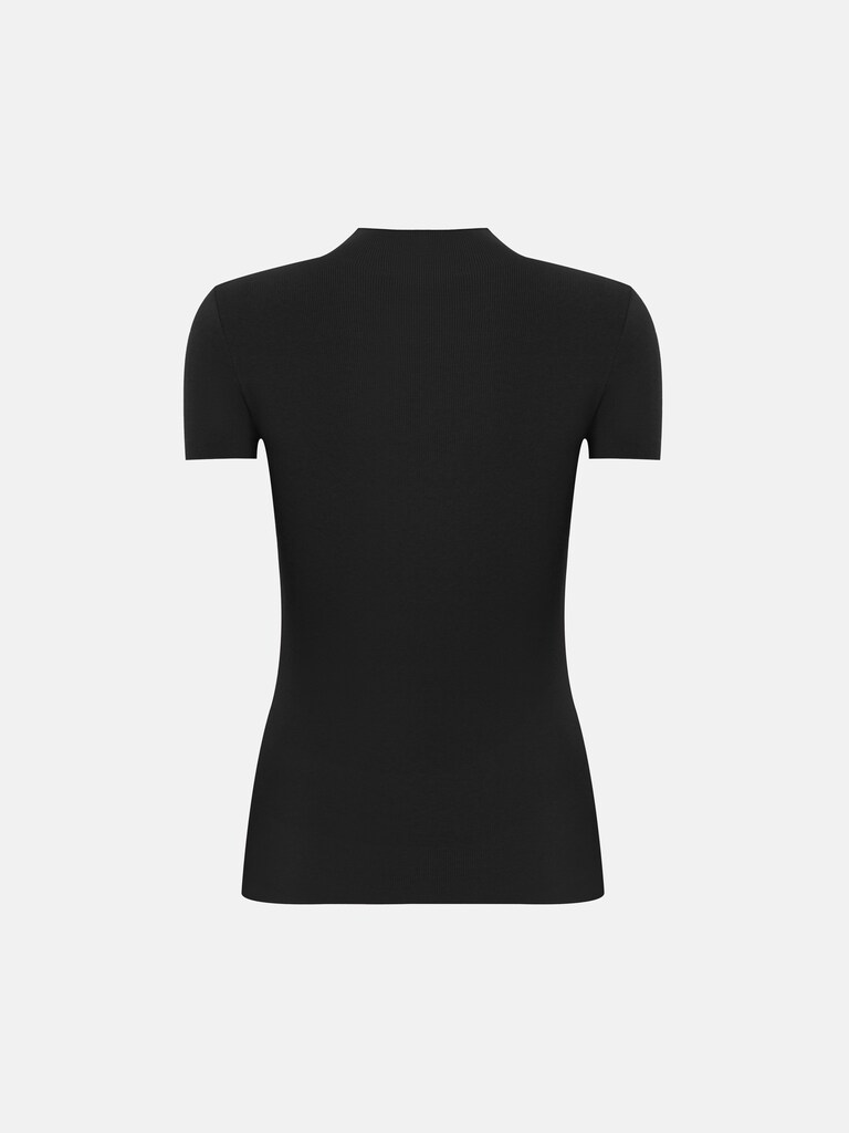 Трикотажный топ в рубчик с короткими рукавами