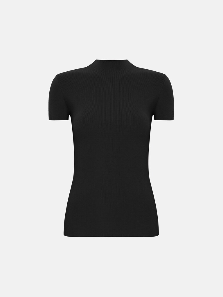 Трикотажный топ в рубчик с короткими рукавами