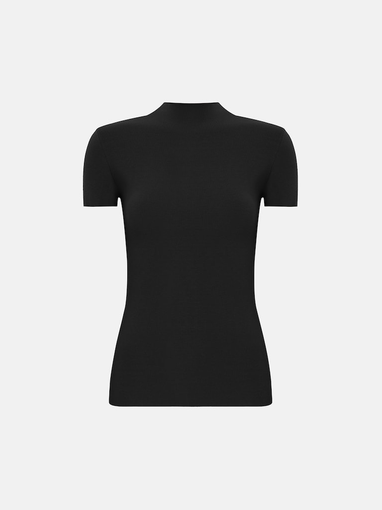 Трикотажный топ в рубчик с короткими рукавами