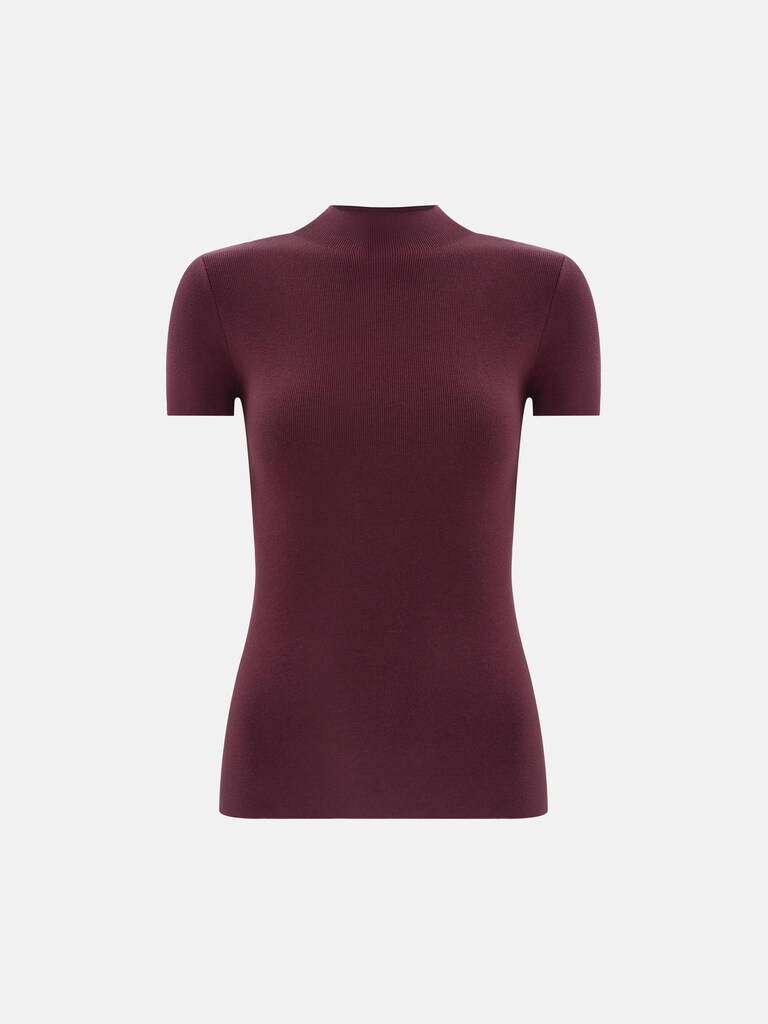 Трикотажный топ в рубчик с короткими рукавами