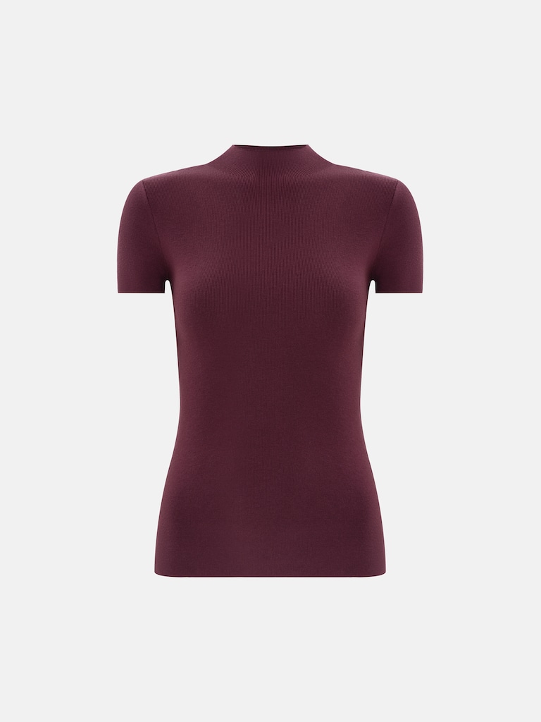 Трикотажный топ в рубчик с короткими рукавами