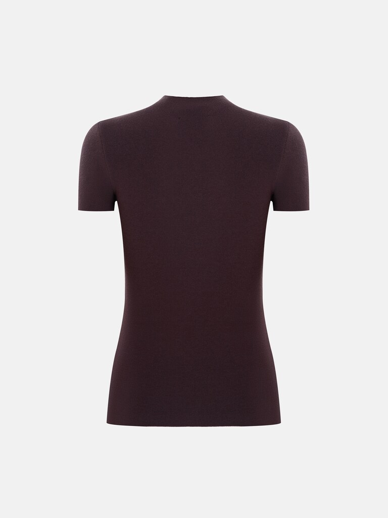 Трикотажный топ в рубчик с короткими рукавами