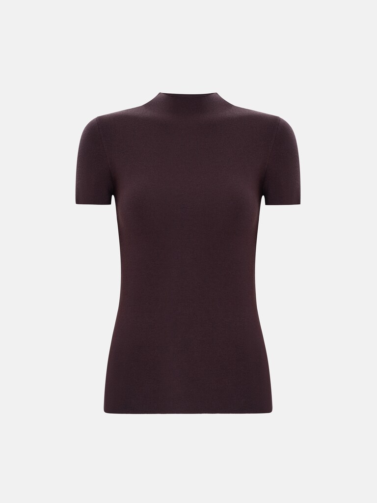 Трикотажный топ в рубчик с короткими рукавами