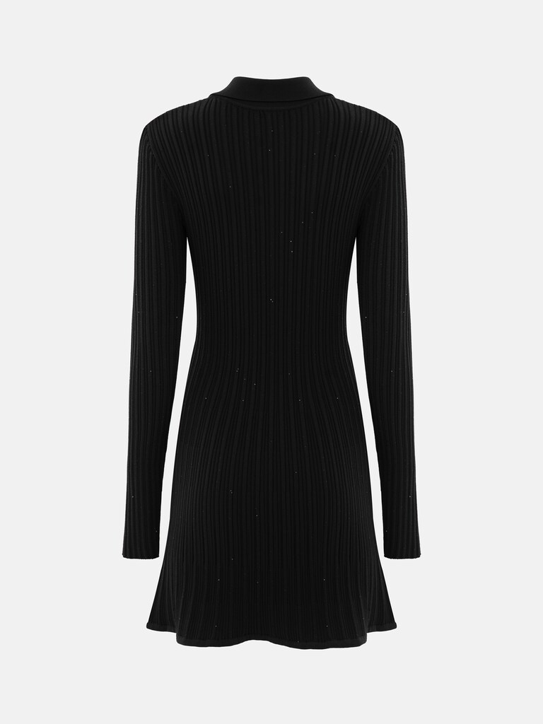 Mini jersey dress with sequins and golden fittings