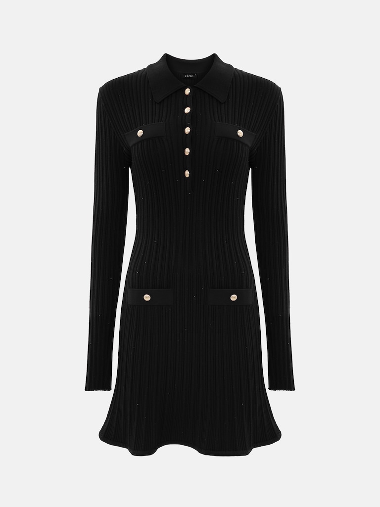 Mini robe en maille à paillettes avec accessoires dorés