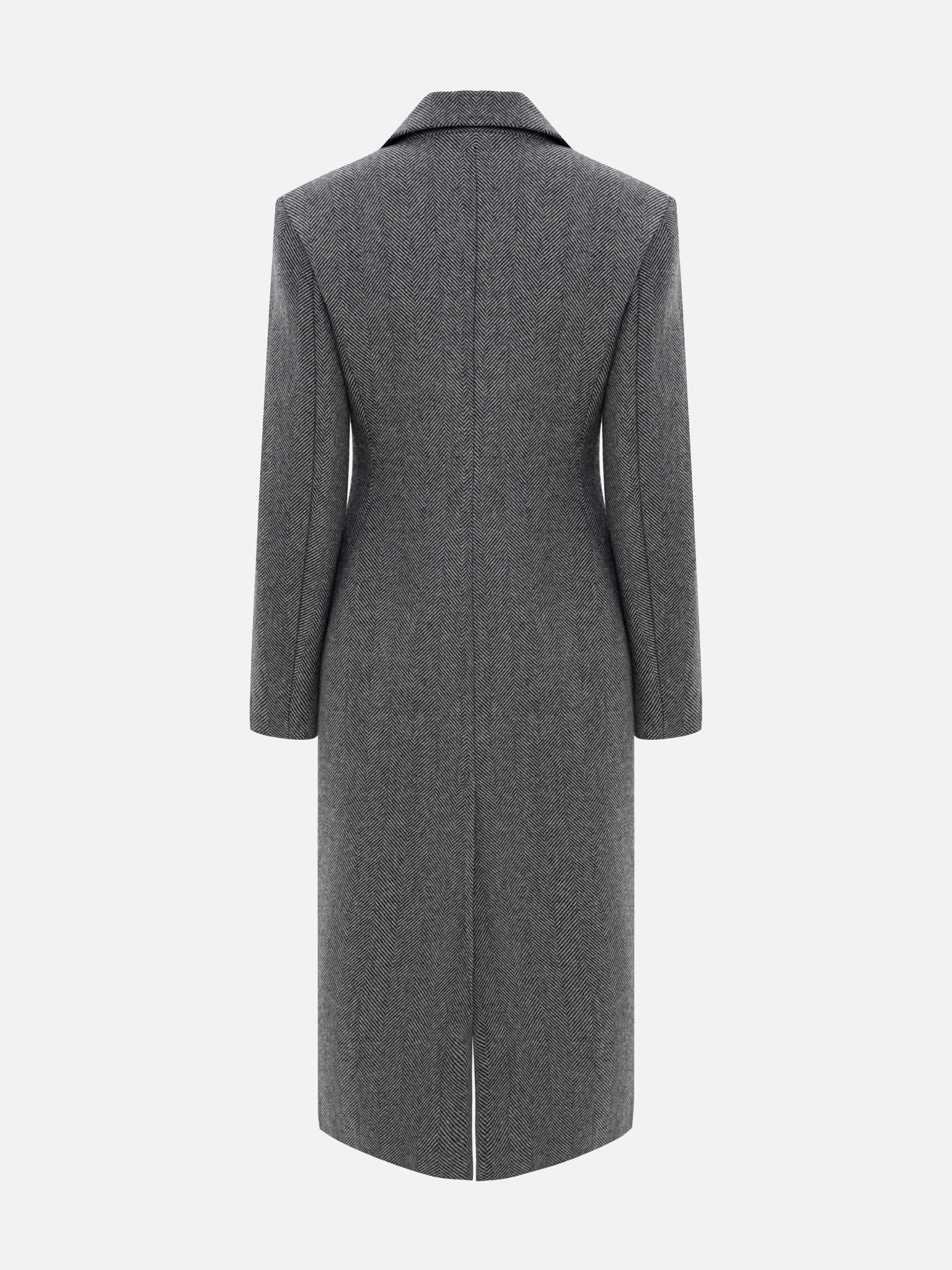 Приталенное однобортное пальто миди из шерстяной пряжи