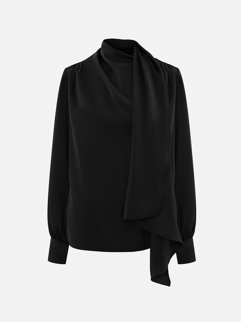 Bluse mit dekorativem Schal aus fließendem Material