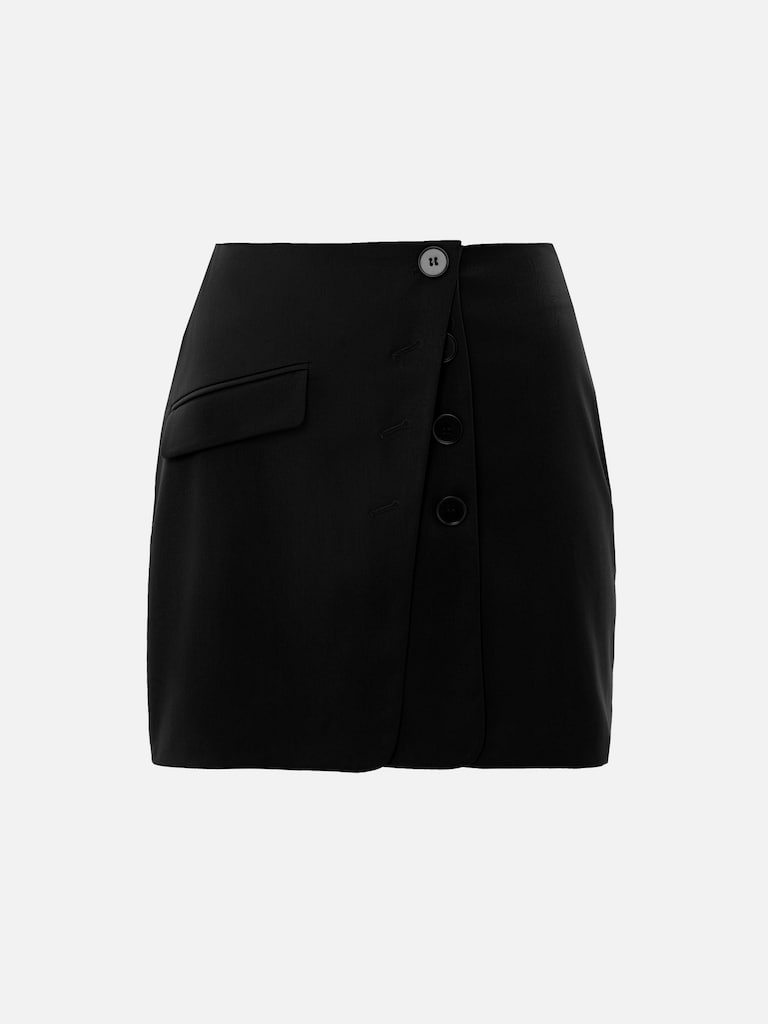 Прямая юбка мини сложного кроя