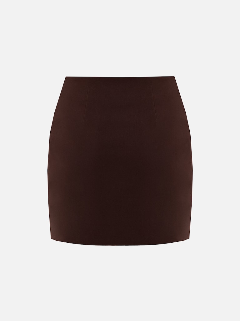 Complex cut straight mini skirt