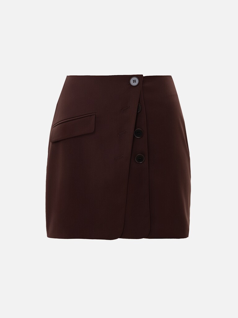 Complex cut straight mini skirt 