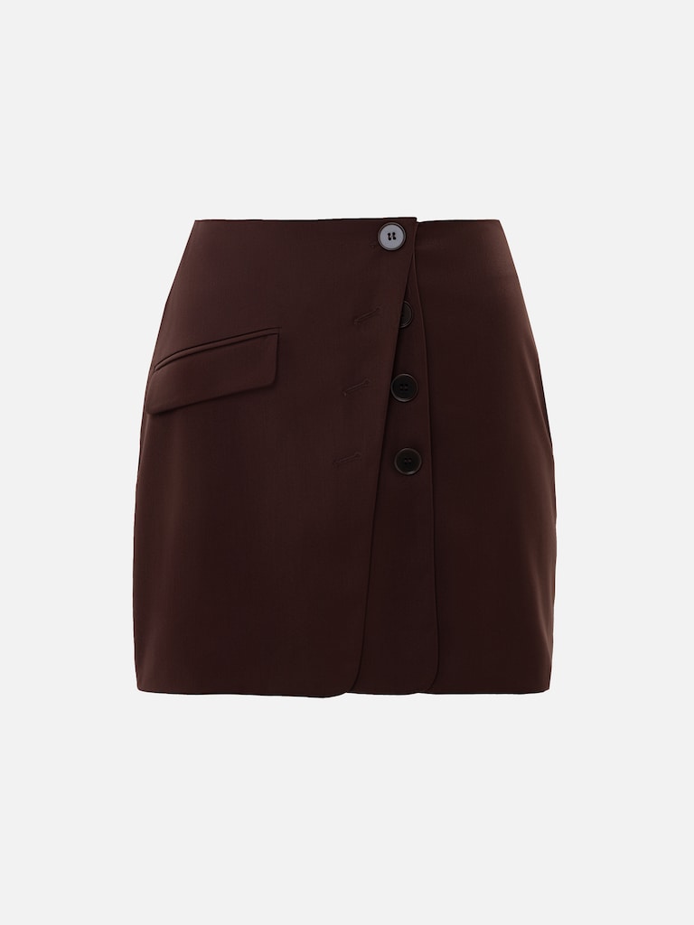 Complex cut straight mini skirt