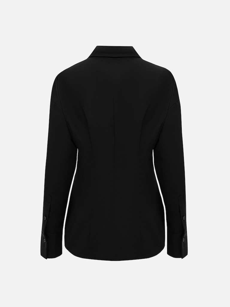 Приталенная рубашка с объемными рукавами