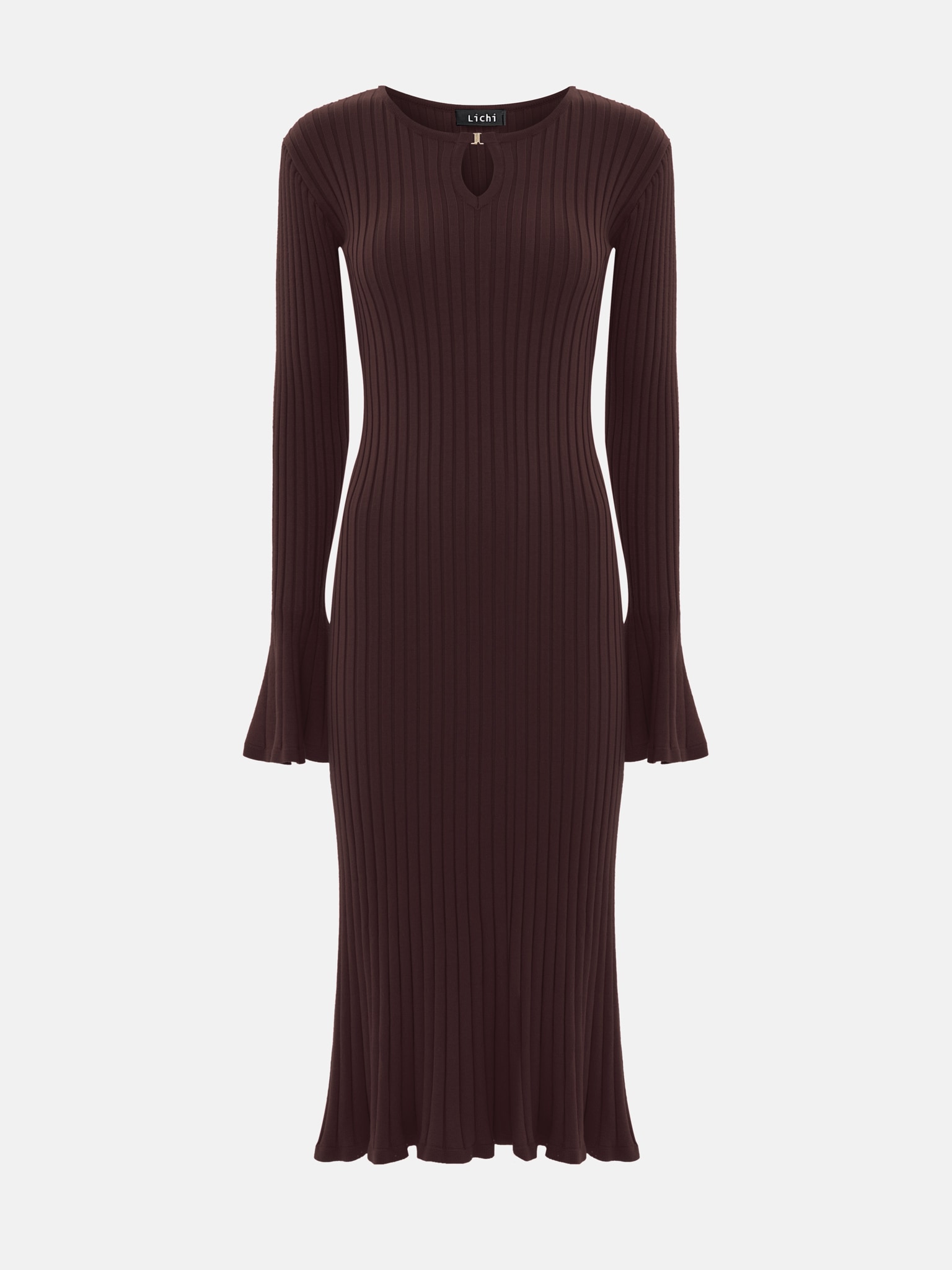 Ribbed midi dress with drop neckline