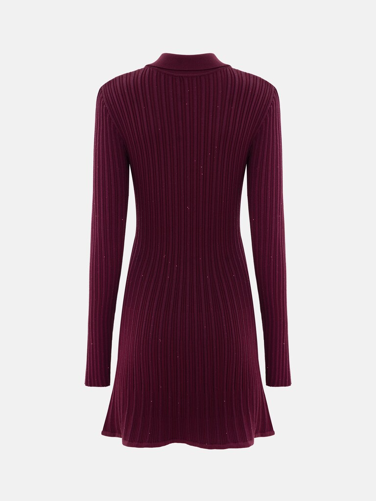 Mini jersey dress with sequins and golden fittings