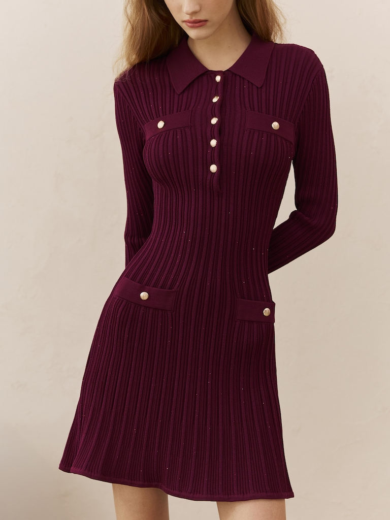 Mini robe en maille à paillettes avec accessoires dorés