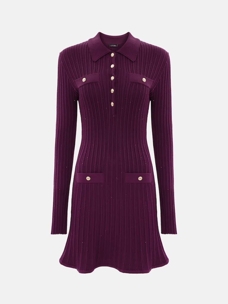 Mini robe en maille à paillettes avec accessoires dorés